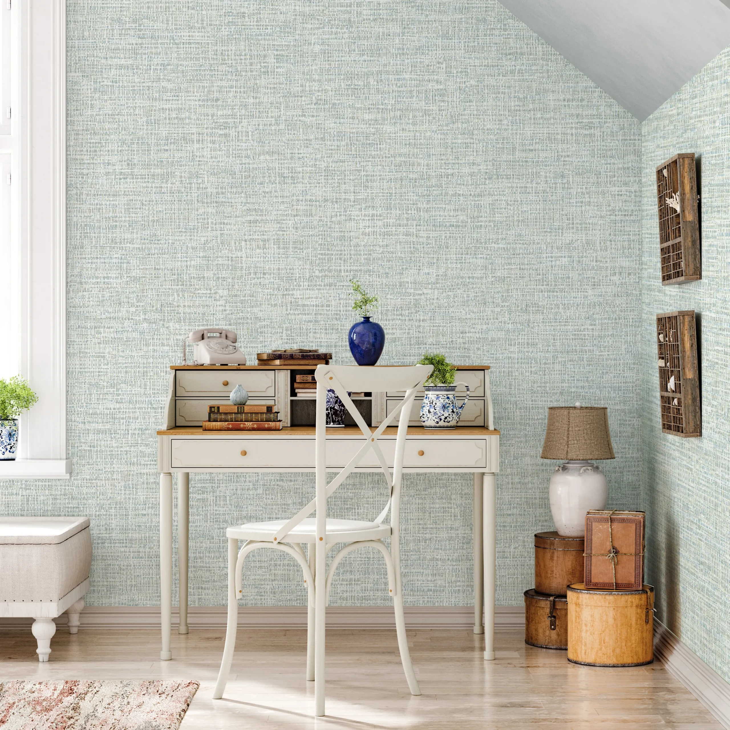 Cream Embossed Wallpaper – 3D Fabric (1111-1)